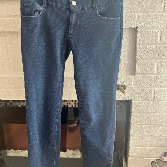 Alice + Olivia jeans size 4 distressed skinny base Jeans dark blue Made in NYC - Picture 6 of 9